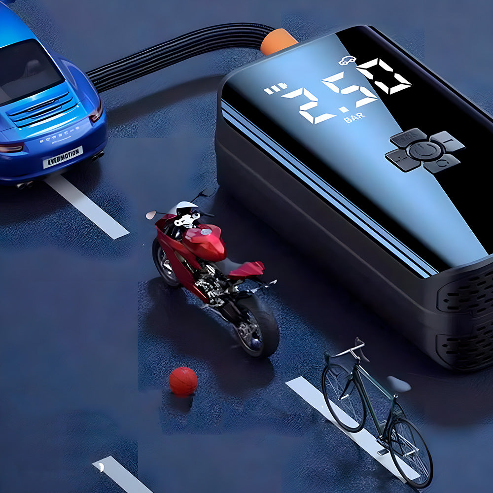 Mini Compressor de Ar, Portátil, Calibrador de Pneu Para Carro, Moto, Bicicleta, Preto